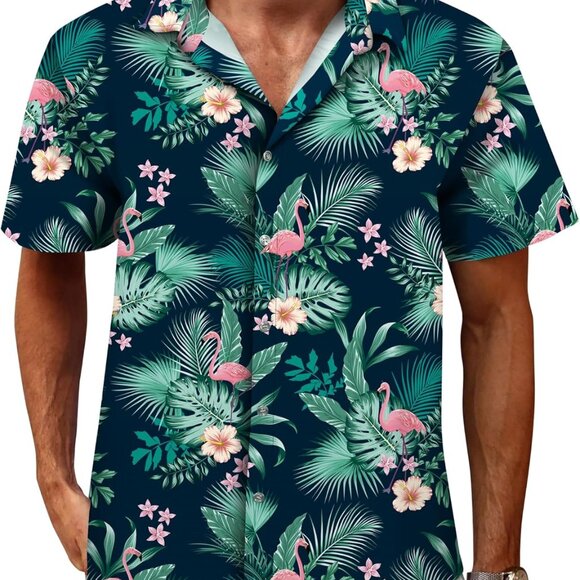 Hawaiian Shirt for Men Beach Shirts Button Down Short Sleeve Tropical Tops Vacat